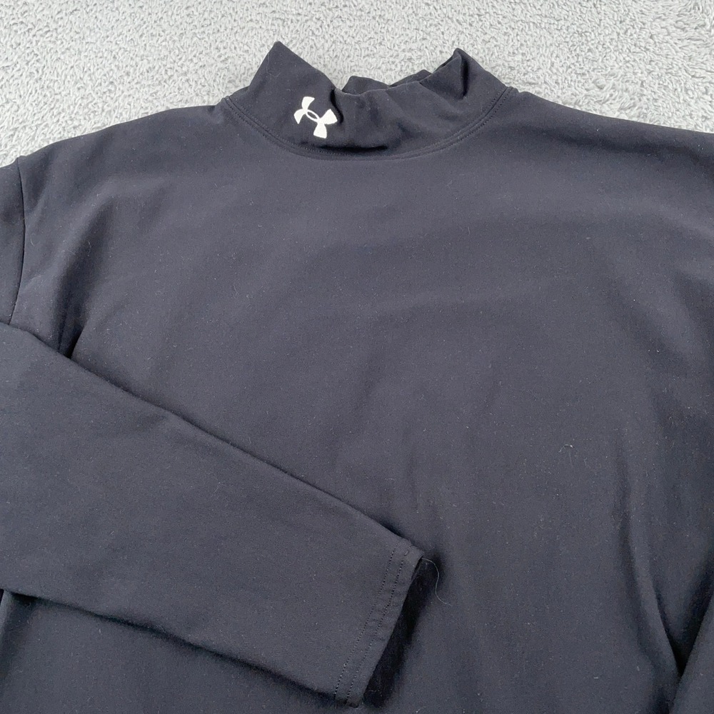 Under Armour Shirt Womens XL Black Mock Neck ColdGear Compression Long Sleeve